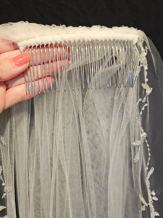 En Vogue Veil | Crystal Pearl Beaded Wedding Veil | Ivory Bridal main image 12